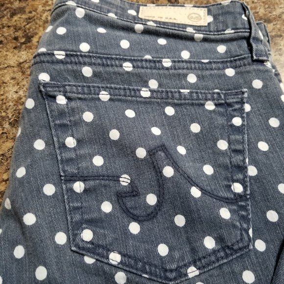 AG Adriano Goldschmied "The Stevie Ankle" Polka Dot Slim Straight Leg Jeans - Picture 11 of 15